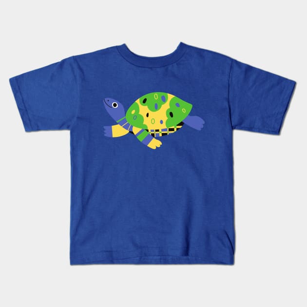 Cute Cartoon Turtle Kids T-Shirt by FunnyMoonCosmic